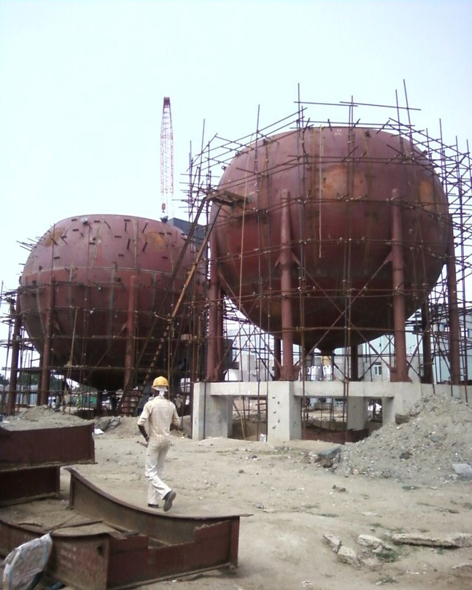 LPG spherical storage tank under construction
